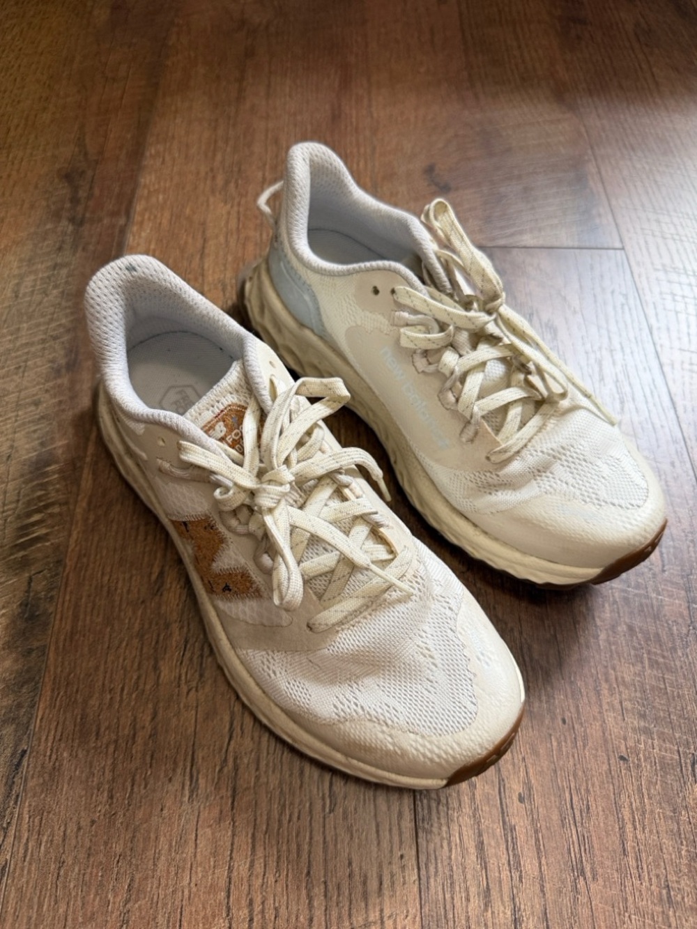 New Balance Cream White Knit Sneakers